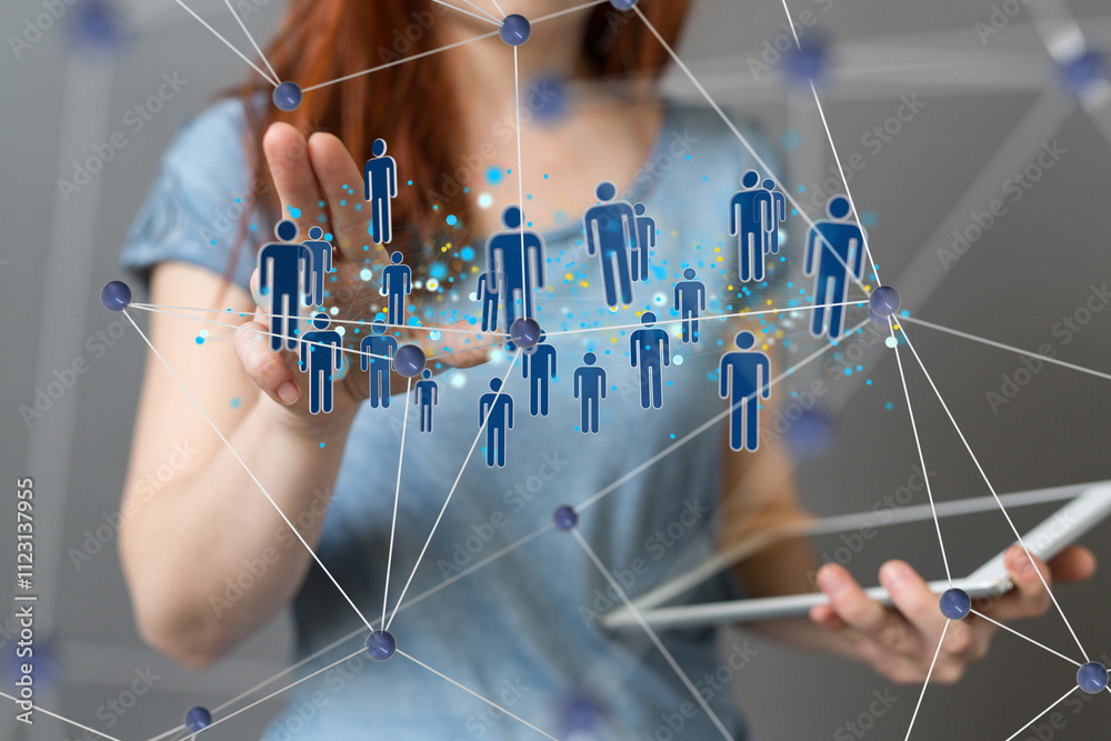 Poster organization chart team concept networking business