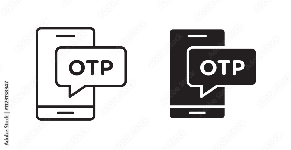 Poster otp sms password flat simple vector symbols illustration.