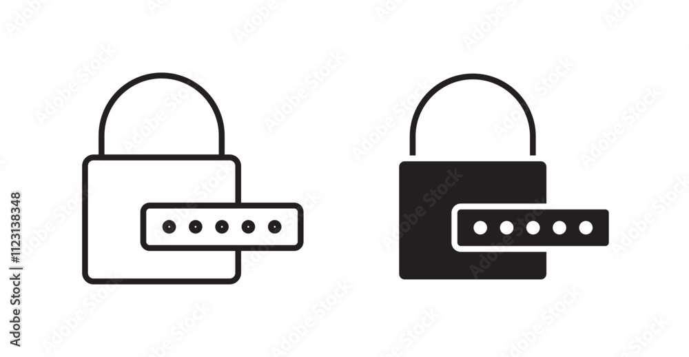 Poster password flat simple vector symbols illustration.