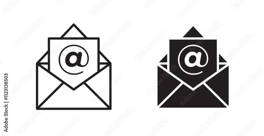 Aufkleber Envelope open flat simple vector symbols illustration.