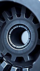 Close-Up of Gear&rsquo;s Teeth with Iris Design