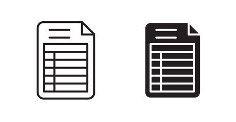 Spreadsheet flat simple vector symbols illustration.