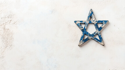 Naklejka premium A blue star on white background. Banner with copy space