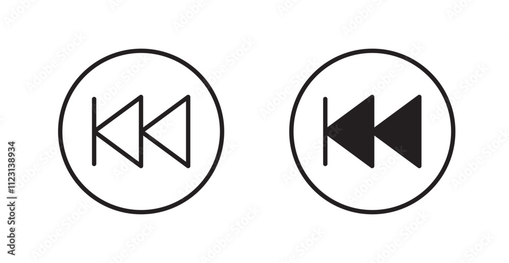 Poster rewind button flat simple vector symbols illustration.
