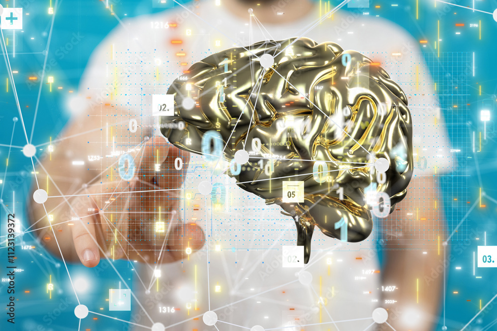Poster science AI smart brain artificial system network digital