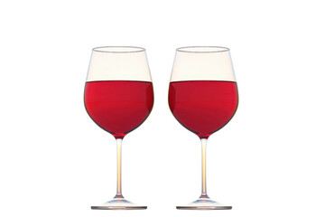 Two elegant wine glasses filled with vibrant red wine, showcasing their curves and reflections.