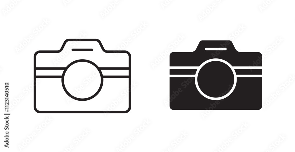 Poster camera flat simple vector symbols illustration.