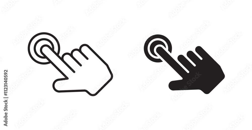 Poster hand click flat simple vector symbols illustration.