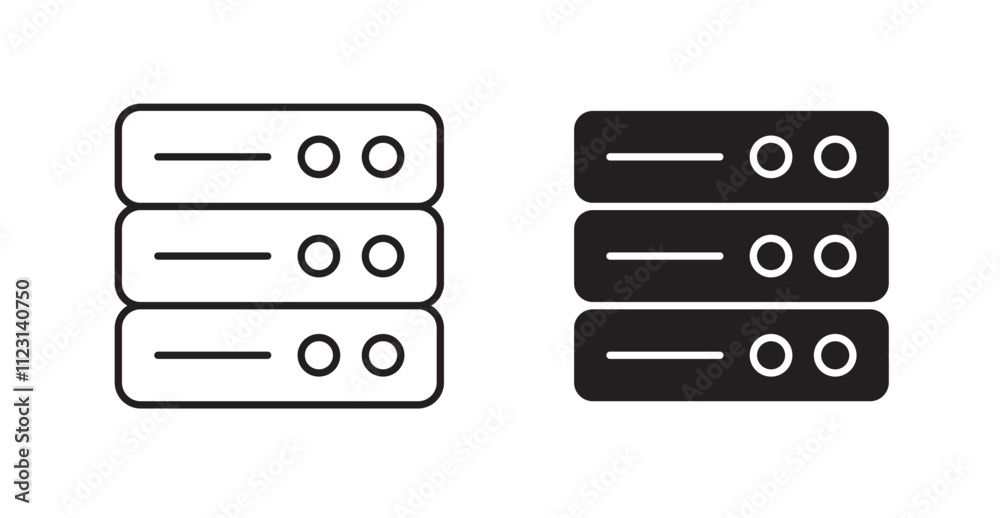 Poster Database flat simple vector symbols illustration.