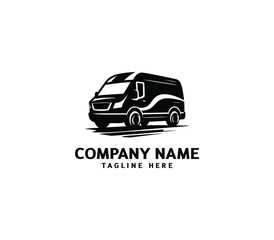 Delivery van logo design template. Travel van logo. Shipping service logo symbol. Fast speed van logo