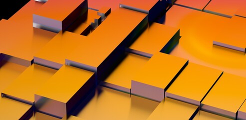 Abstract Orange Blocks Background