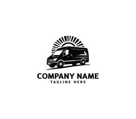 Delivery van logo design template. Travel van logo. Shipping service logo symbol. Fast speed van logo