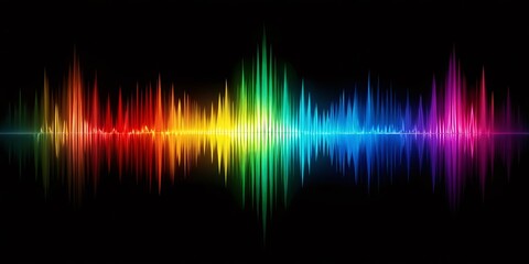 Vibrant Rainbow Sound Wave Visualization on Black Background, Showcasing the Harmony of Color and Sound in Architectural Photography