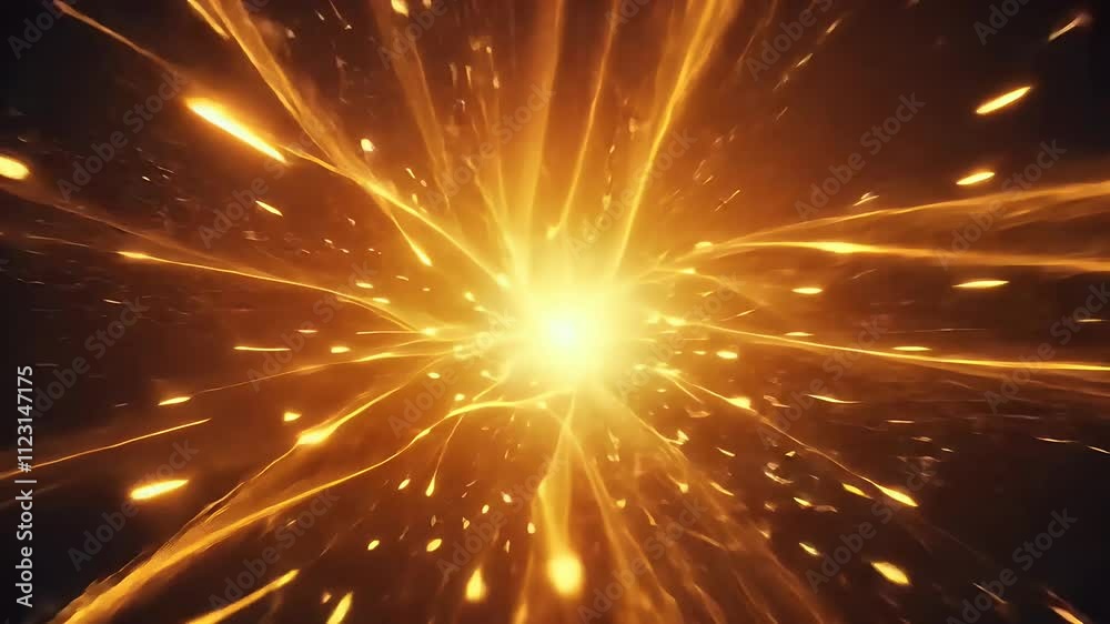 Wall mural glow futuristic orange abstract bokeh science magic flying fiery waves graphic particle energy motio