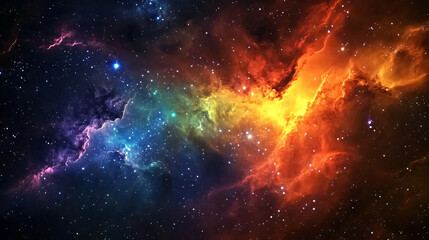 Fototapeta premium A close-up of a colorful nebula with intricate dust clouds and radiant stars embedded within.