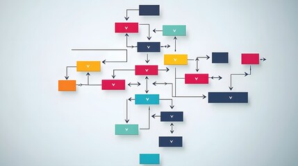 A classification flowchart with arrows connecting various levels of categorization.