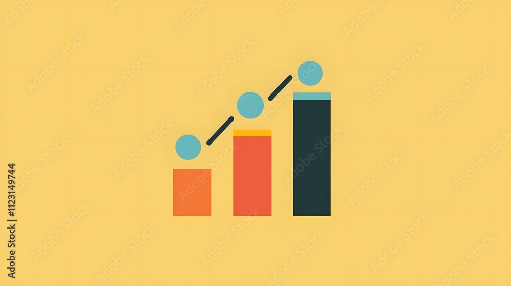 Aufkleber A flat bar graph in a minimal design with subtle shading, dividing data into segmented categories.