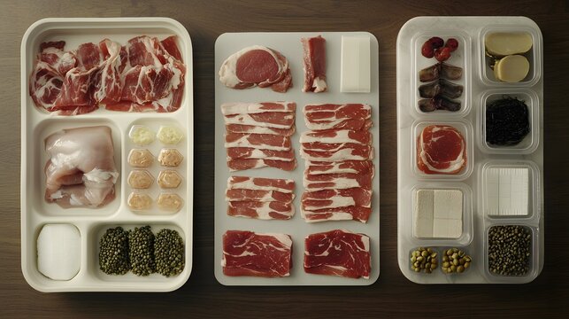 A flat layout of segmented data sheets arranged neatly on a clean desk.