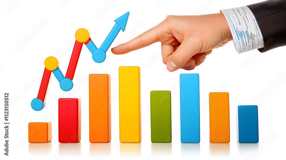 Poster A professional pointing at segmented market data displayed in a simple format on a white screen.