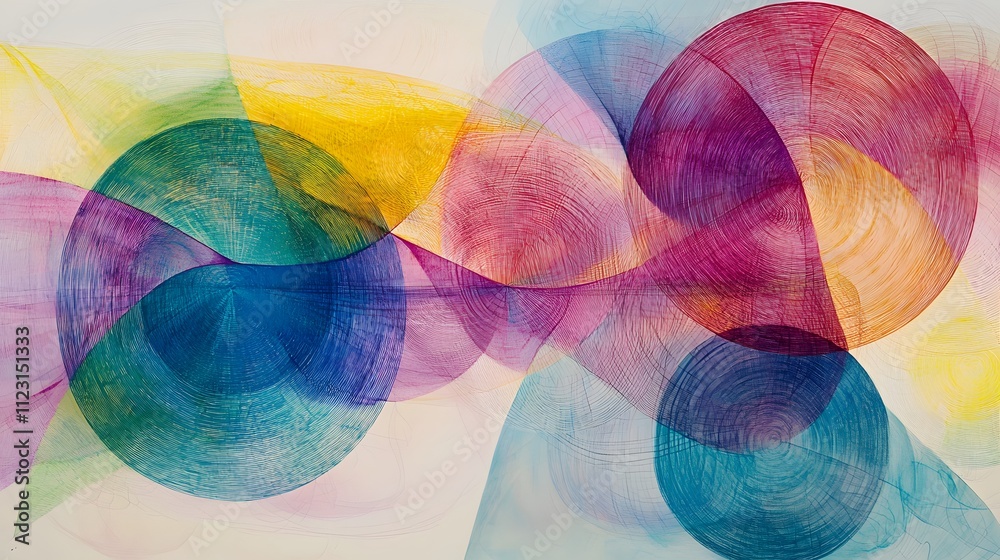 Aufkleber An abstract representation of classification with overlapping circles in soft gradients.