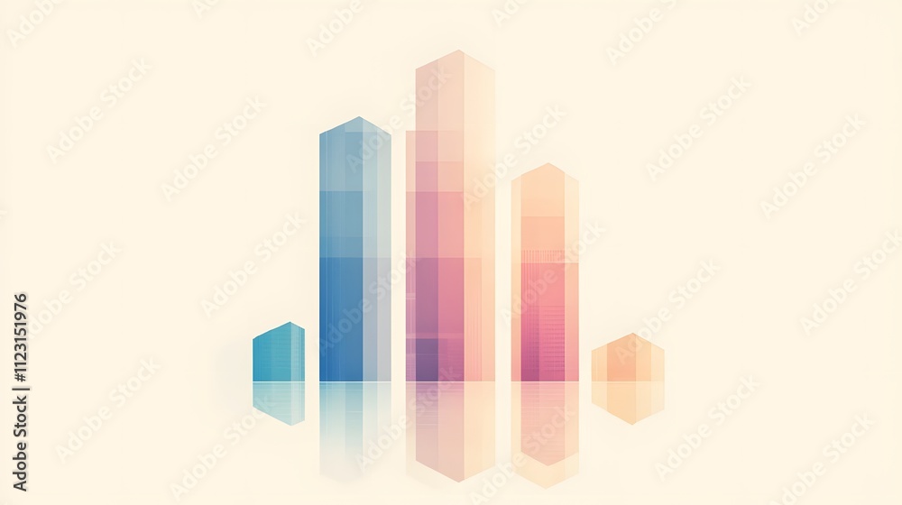 Aufkleber A flat bar graph with muted gradients dividing categories on a clean background.