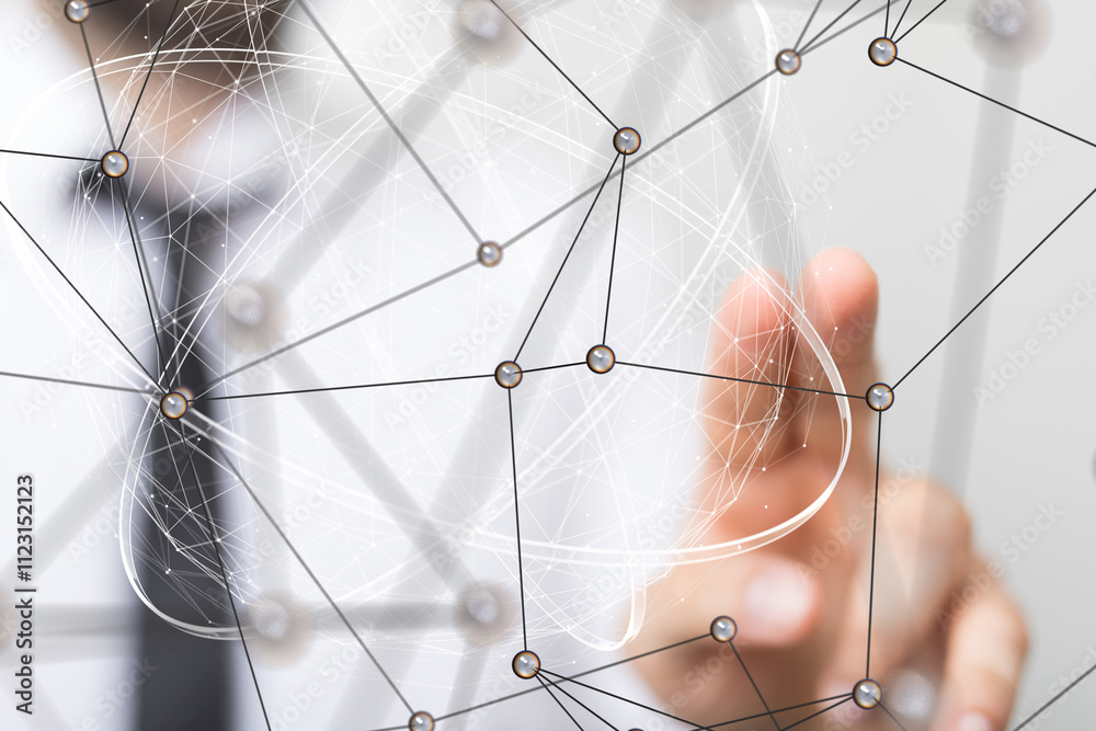 Poster conference Digital Network and data concept 3d
