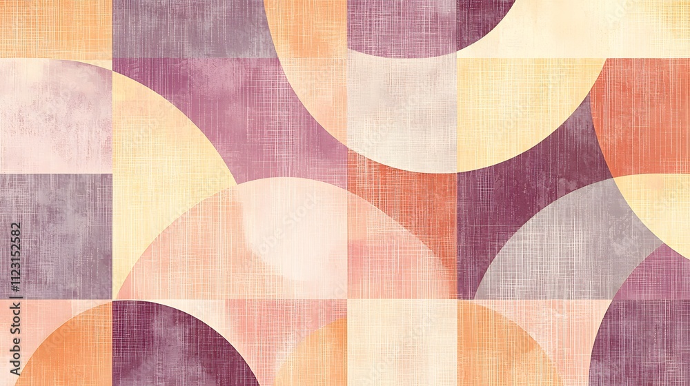 Poster An abstract design of interlocking curved shapes in soft hues, representing seamless digital transitions.