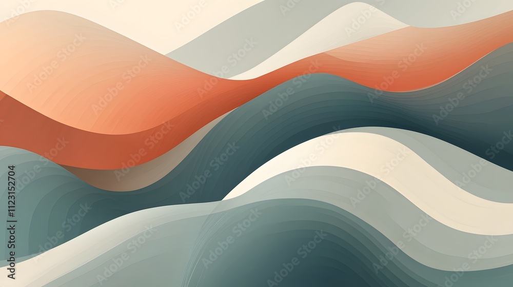 Poster A flat design of seamless waveforms in muted gradients on a minimalist background.