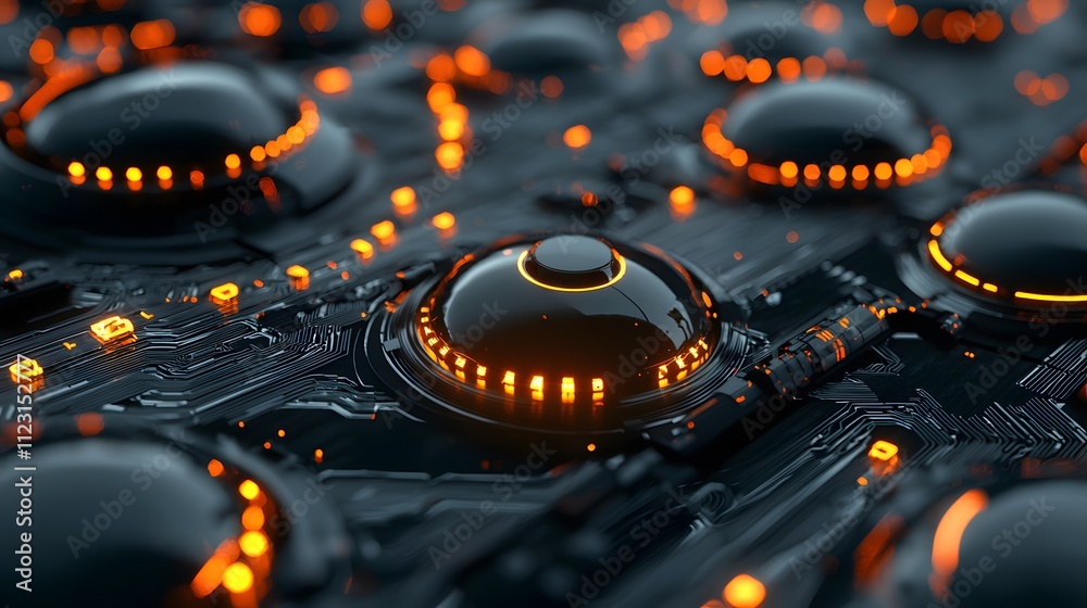 Aufkleber A conceptual visualization of a seamless interface with interconnected glowing nodes.