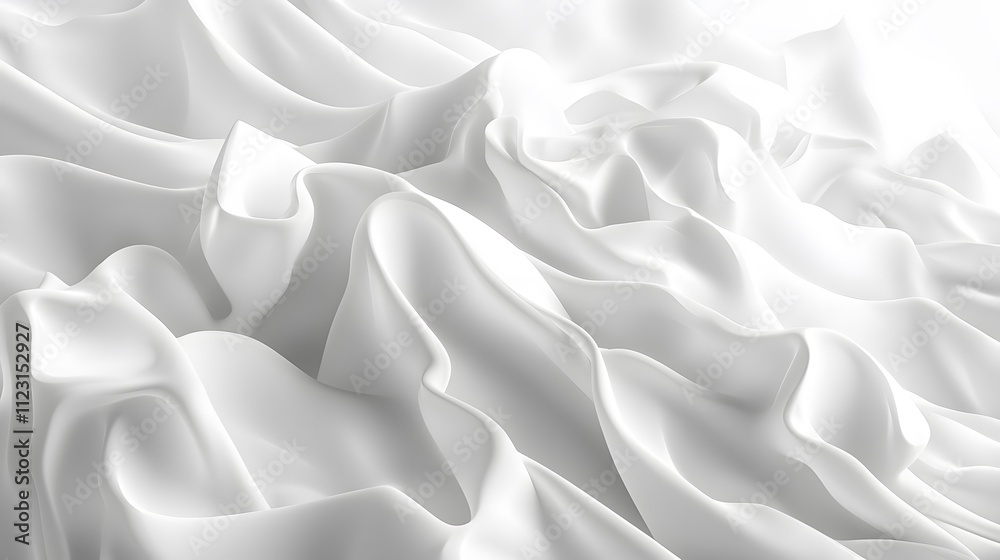 Poster a smooth blend of digital shapes flowing seamlessly across a clean white background.