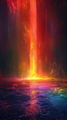 Fototapeta premium Breathtaking abstract landscape with a captivating display of vivid glowing colors and dynamic energy The image evokes a sense of mysticism transporting the viewer to an otherworldly