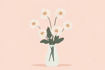 Obraz premium A vase of white flowers sits on a pink background