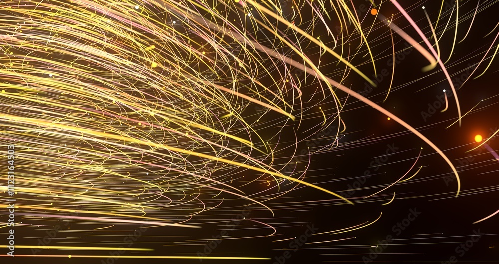 Aufkleber Flying inside digital data tunnel. Futuristic abstract background with neon rays