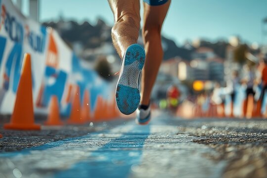 Runners compete in a vibrant marathon event along a scenic city route