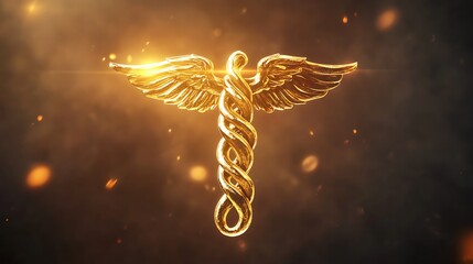 Golden Caduceus Logo Reflecting Medical Leadership With Artistic Professional Branding Photo