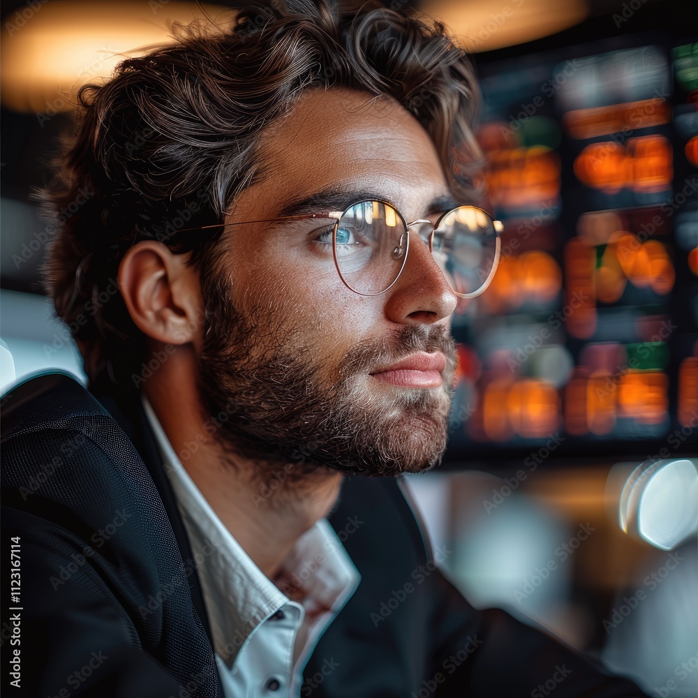 Aufkleber a successful trader working hard for his weekly financial goal.