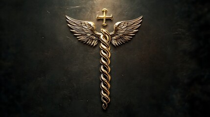 Medical Branding Showcasing Golden Caduceus Symbol For Trustworthy Professional Appeal Photo