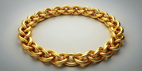 Fototapeta premium Vintage Style Photography of a Realistic Gold Circle Frame Featuring an Exquisite Chain Texture of Golden Round Links Isolated on a Clean Background for Generative AI Projects