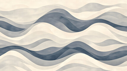 Peaceful Tranquil Wave Pattern in Soft Gray and Beige, Embodying Tranquility and Fostering Relaxation for Meditation