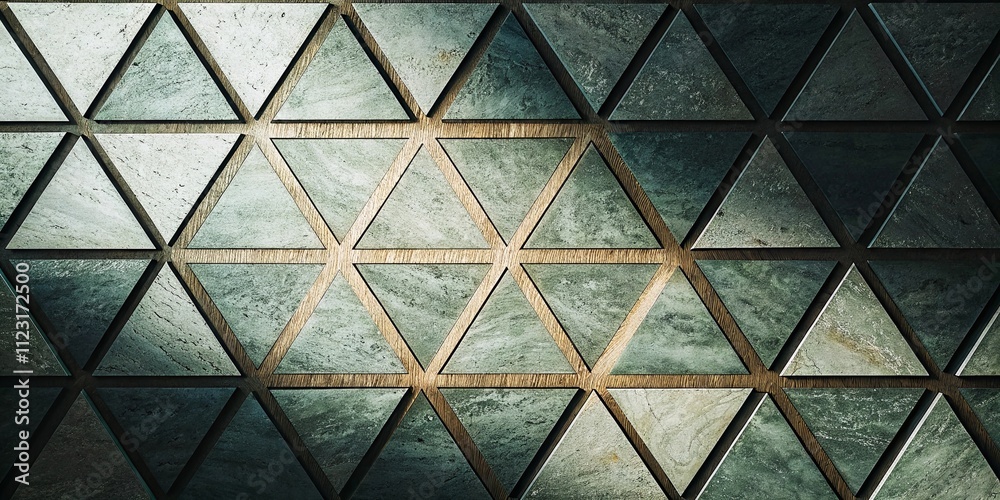 Poster A pattern of triangles is displayed in a variety of sizes and colors