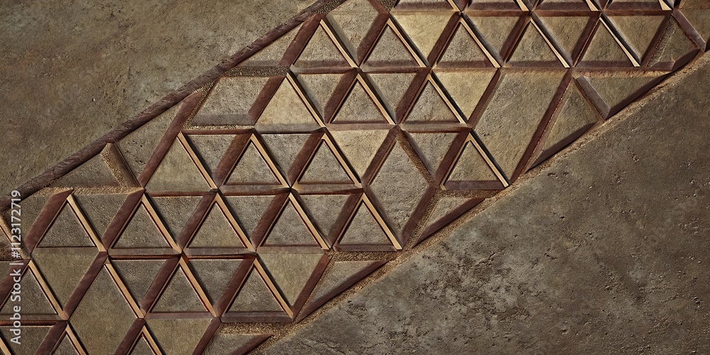 Aufkleber A brown and tan tile floor with a pattern of triangles