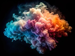 Obraz premium Vintage Style Photography of Isolated Smoke Cloud on Black Background Capturing Ethereal Elegance with Soft Focus and Grainy Texture for Atmospheric Visual Impact