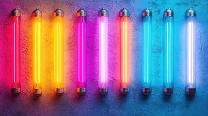 Fototapeta premium Vibrant Neon Lights on a Textured Wall