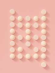Fototapeta premium Array of elegant white chocolate truffles on soft pink background, temptation, gourmet, sweet