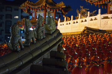 Fototapeta premium Chinese Temple at Night in Kuala Lumpur, Malaysia