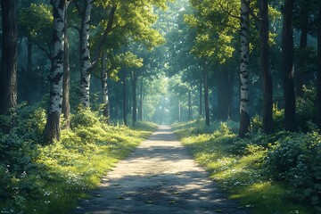 Serene pathway through a lush, verdant forest tunnel.