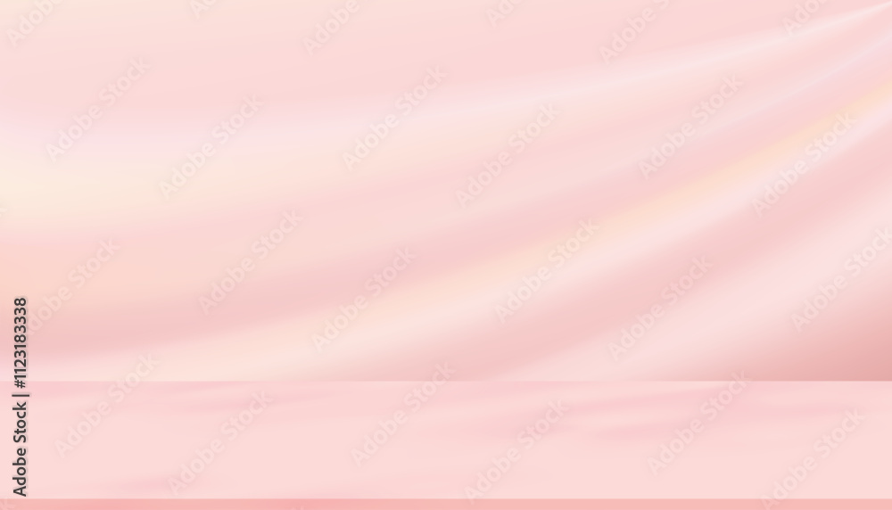 Aufkleber Pink background with abstract shadow and light on white floor for Cometic product presentation.3d Beige Studio Background blurred shadow, sunlight effect on podium display,Vector Minimalist background