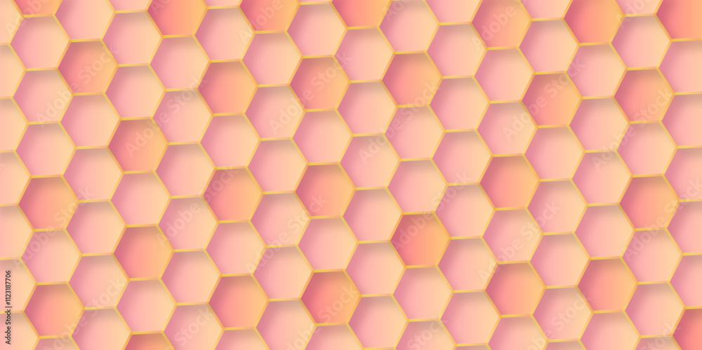 Poster abstract background colorful 3d hexagon with seamless geometric pattern texture design. futuristic g