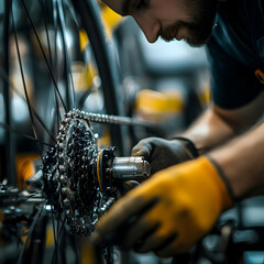 Fototapeta premium Bicycle Repair Closeup Illustration