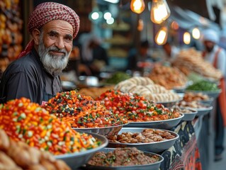 Afghan Cuisine Market Vendor Spices Food Dishes Street Food Delicious Traditional Culinary Exotic